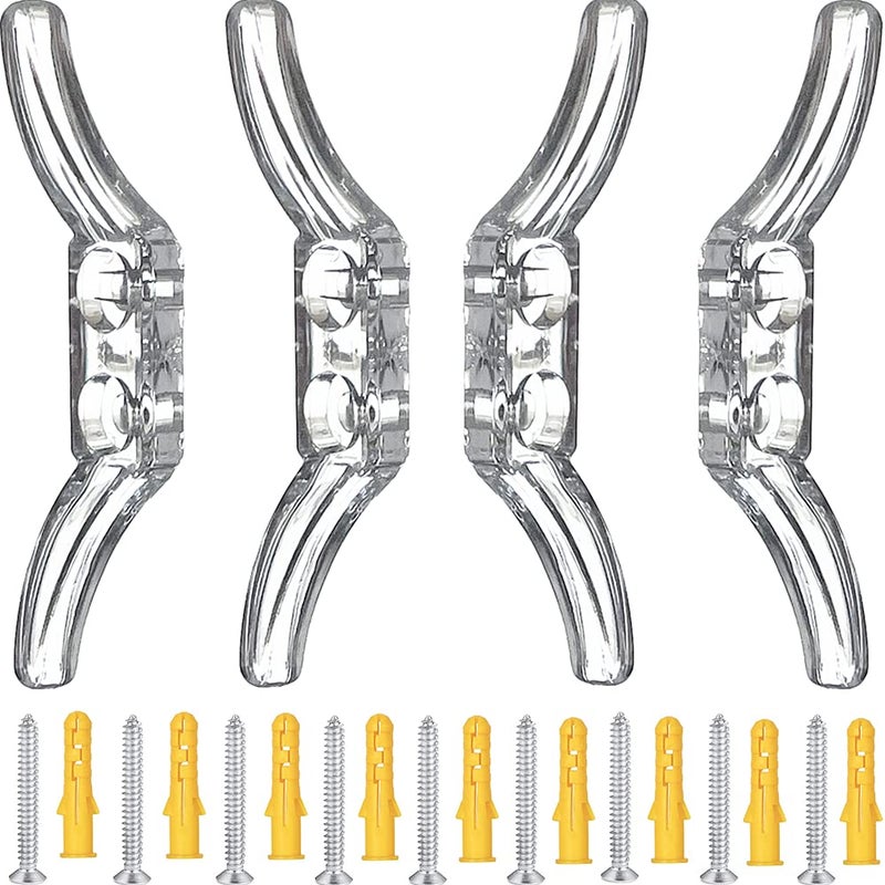 Cutelec 4pcs Clear Cord Cleat for Child Safety and 8pcs Screws for Drapery/Blinds Plastic Safety Rope Cleats Transparent Pull Cord Winders - Image 1